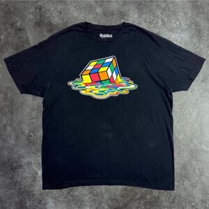 Rubik's Black Melting Rubik's Cube Graphic Print Crew Neck Short Sleeve T-Shirt